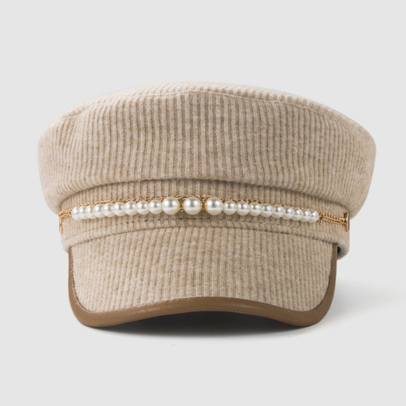 Winter Fashion Pearl Chain Hat - Picture 2 of 5